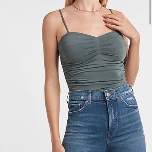 NWT! Express Body Contour Compression Ruched Body Suit - Green - Size Small